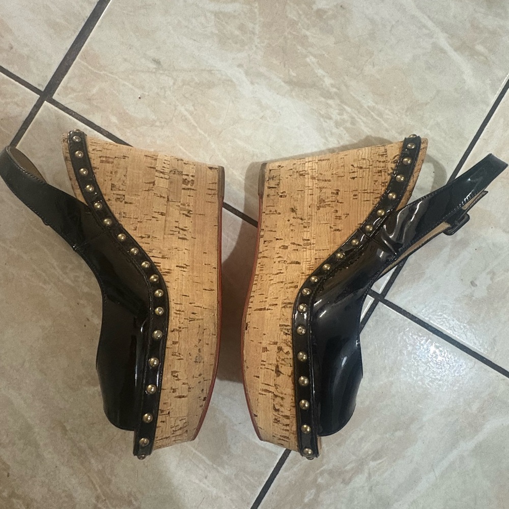 Black Studded Wedge Sandals